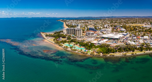Aerial drone view of Settlement Cove Lagoon, Redcliffe, Australia © Martin Valigursky