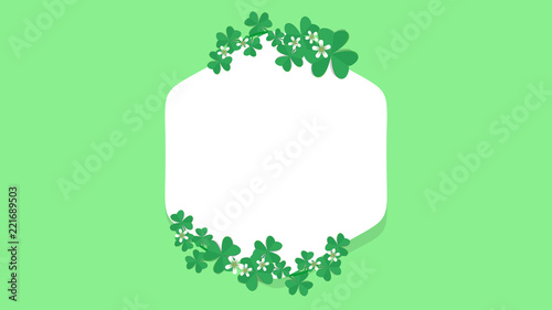 flat empty hexagon banner decorated with shamrock for st pattricks day promotional banner and email photo