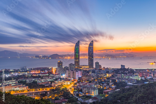 skyline at sunset photo