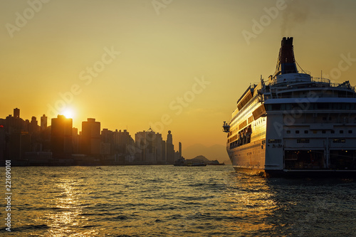 Photography Sonnenuntergang von Kowloon betrachtet mit Blick auf Hongkong Island