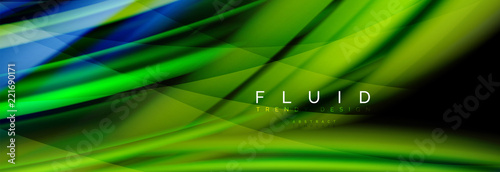 Wave fluid flowing colors motion effect, holographic abstract background. Vector illustration