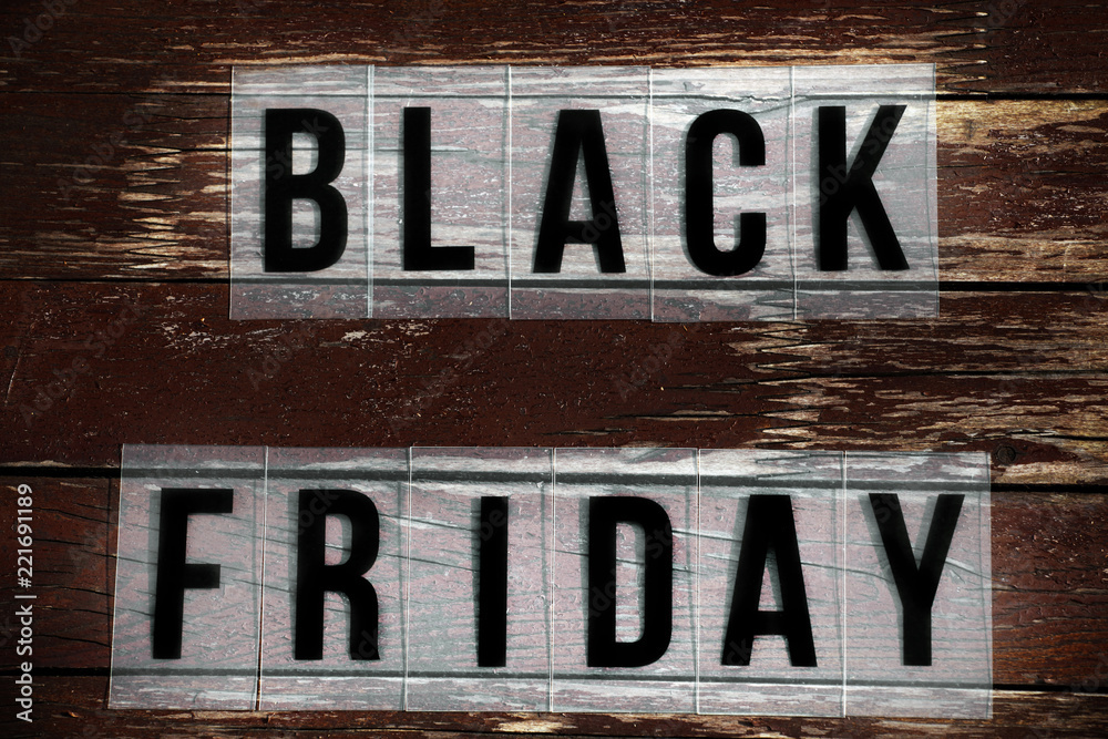 black Friday text wooden table black Friday text wooden table