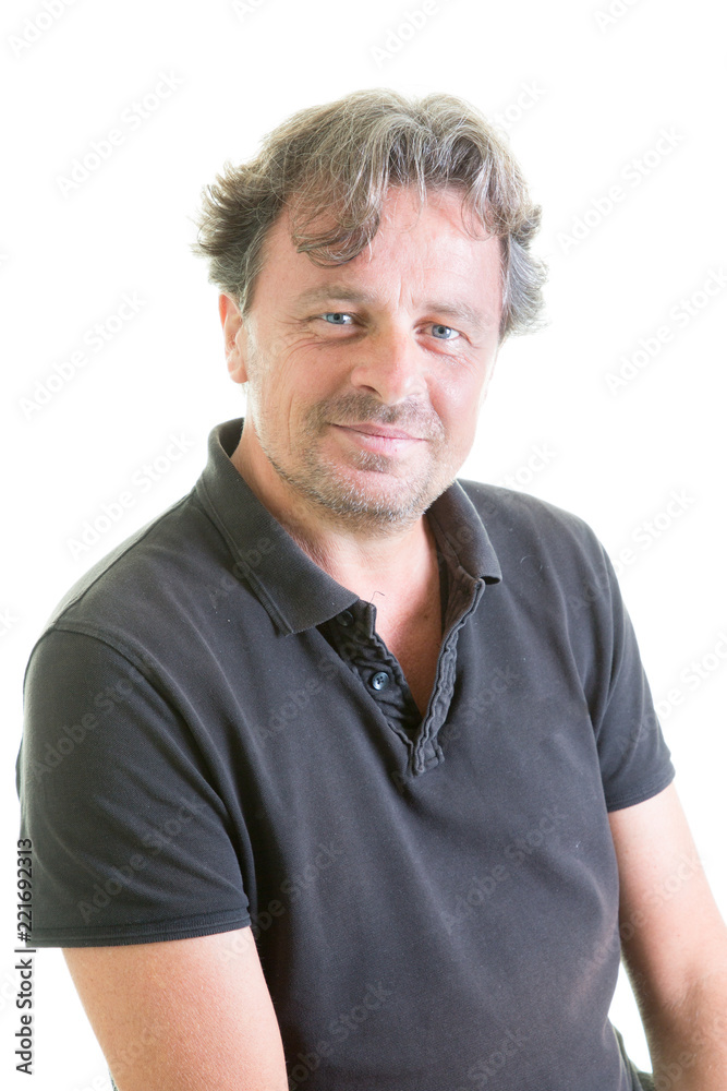 caucasian middle aged handsome man close up portrait studio white background caucasian middle aged handsome man close up portrait studio white background