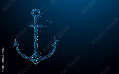 Sea anchor form lines, triangles and particle style design Fototapete