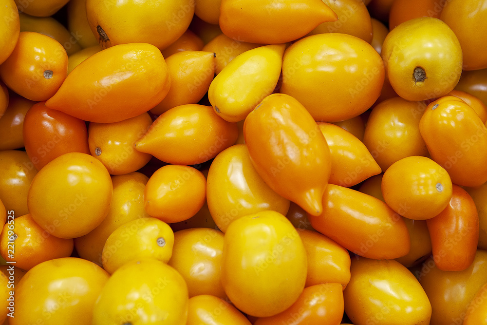 Heap of fresh ripe orange tomatoes without branches. Heap of fresh ripe orange tomatoes without branches.