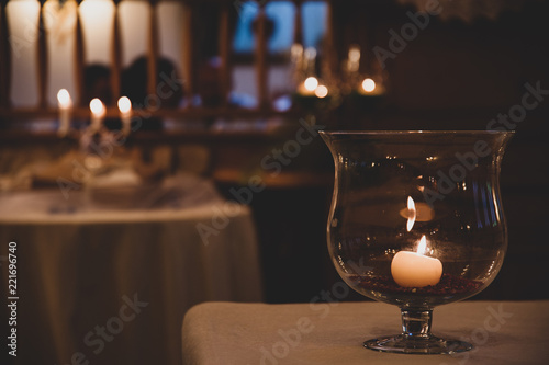 romantic crystal cups with candle