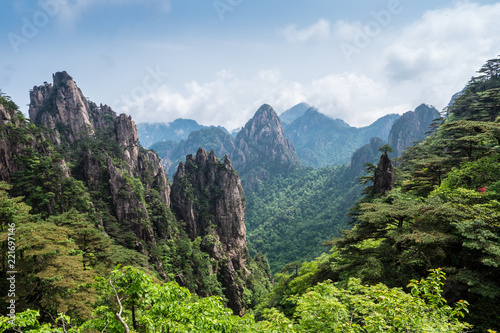 Canvas Print Bergpanorama in den Huangshan Bergen