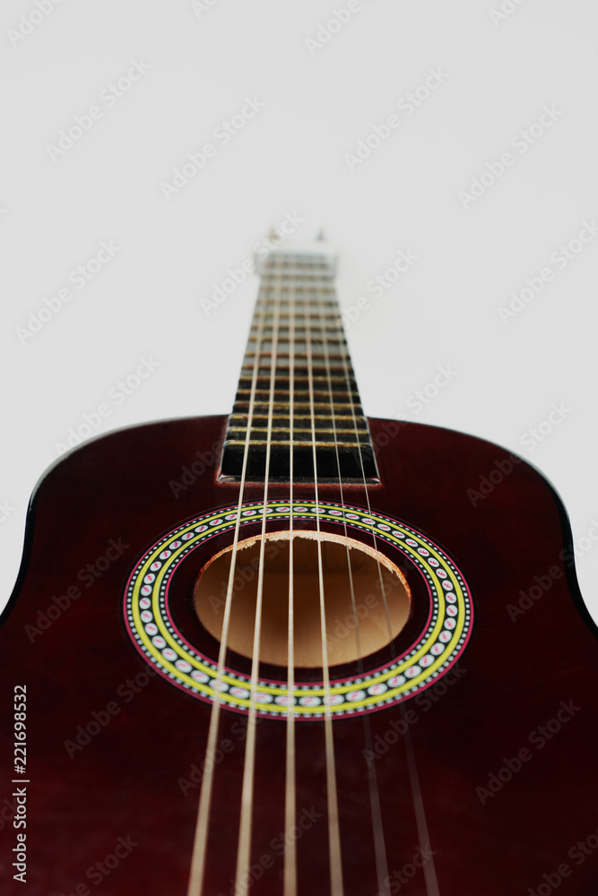 folk guitar on white background