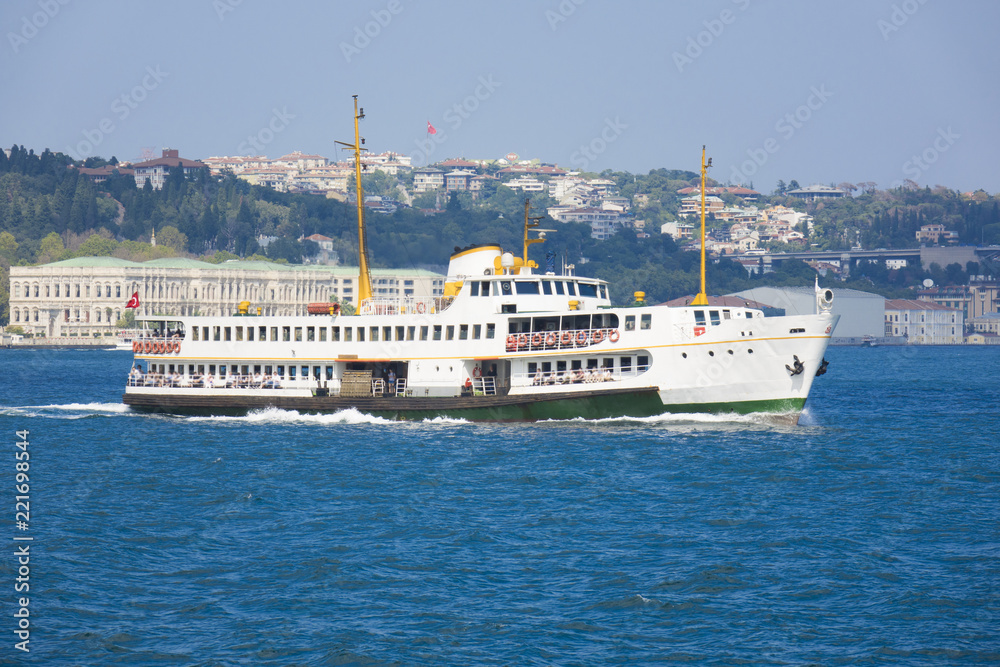 Sea voyage with old ferry (steamboat) on the Bosporus - Istanbul, Turkey