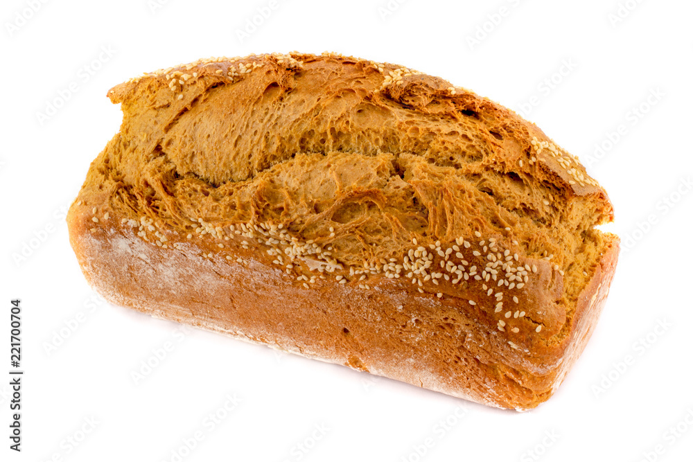 Homemade wheat bread isolated on white background, perspective view Homemade wheat bread isolated on white background, perspective view