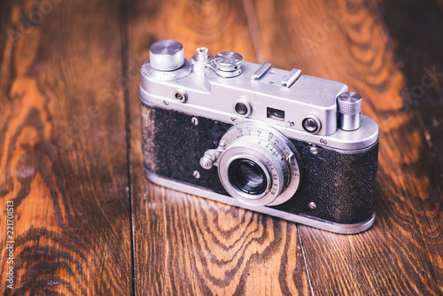 Old retro vintage camera. Vintage effect