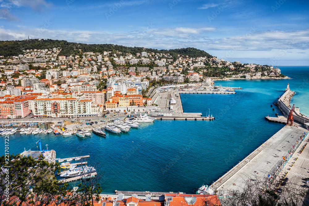 View Above Port of Nice on French Riviera in France
