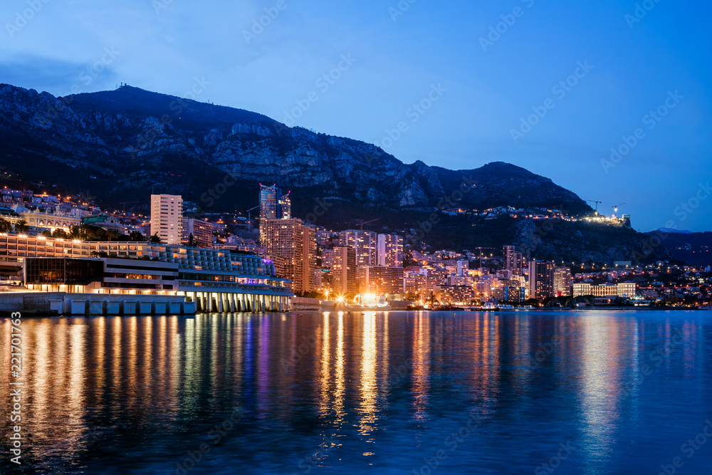 Monaco Monte Carlo and Lavrotto Skyline at Twilight