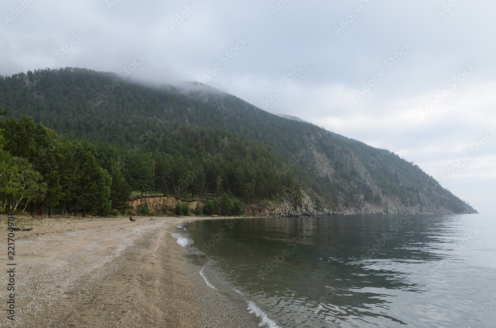 Morning beach of Sukhaya Bay, Lake Baikal