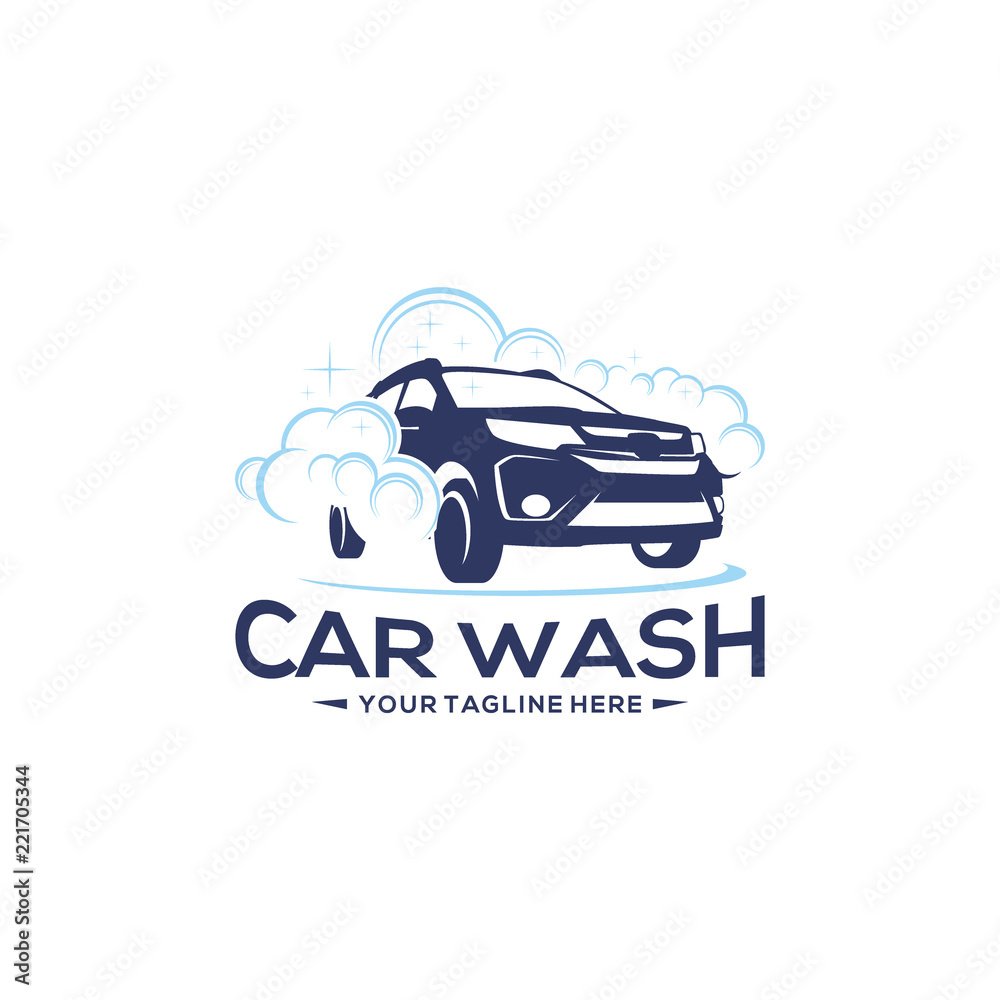 Silhouette Logo design concept. Car Wash Logo Vector Template