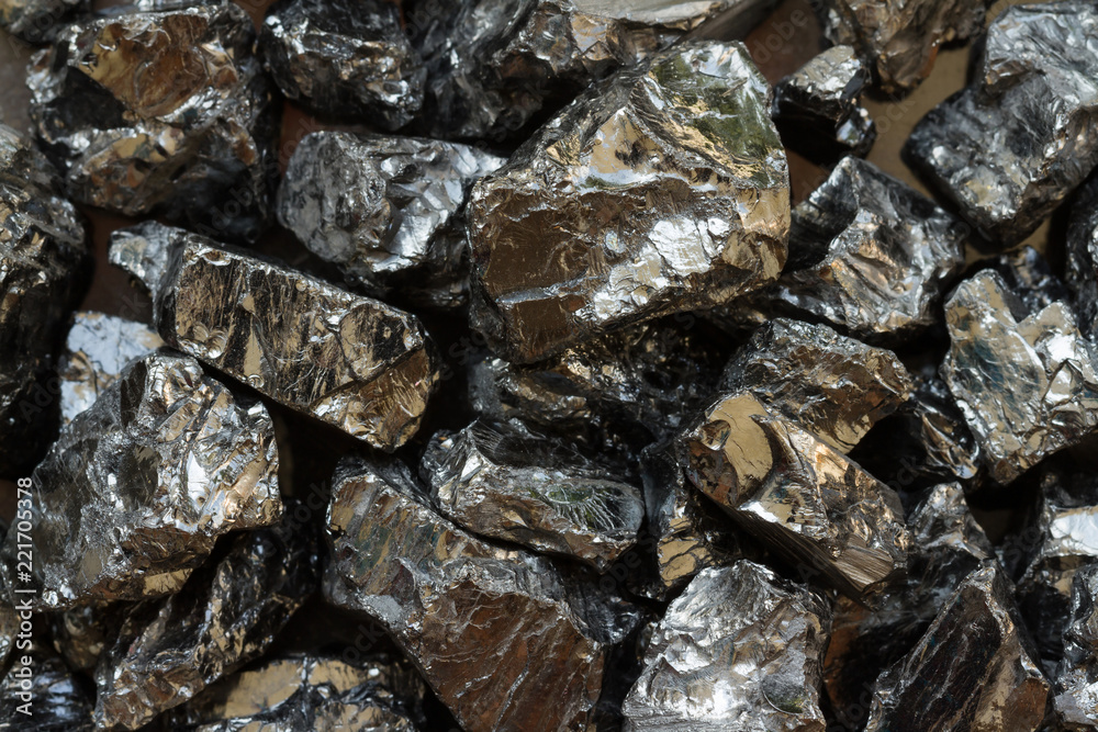 Natural black coal bars for background. Industrial coal nuggets close up