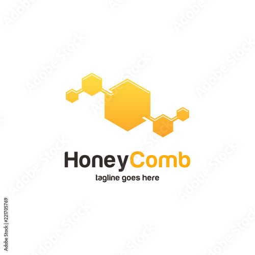 Honey Comb Logo design concept, Bee or Technology logo template