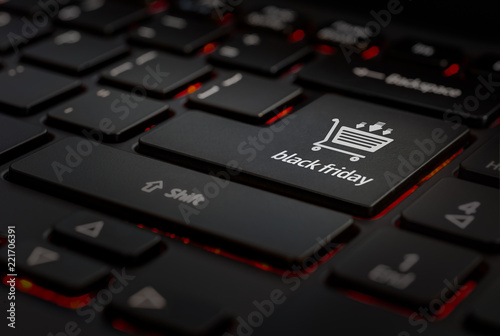 teclado negro con simbolo de carrito de venta black friday