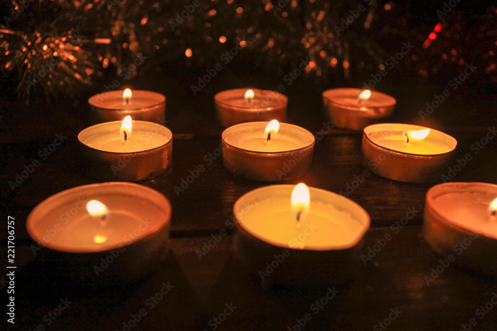 Candles light at the dark night