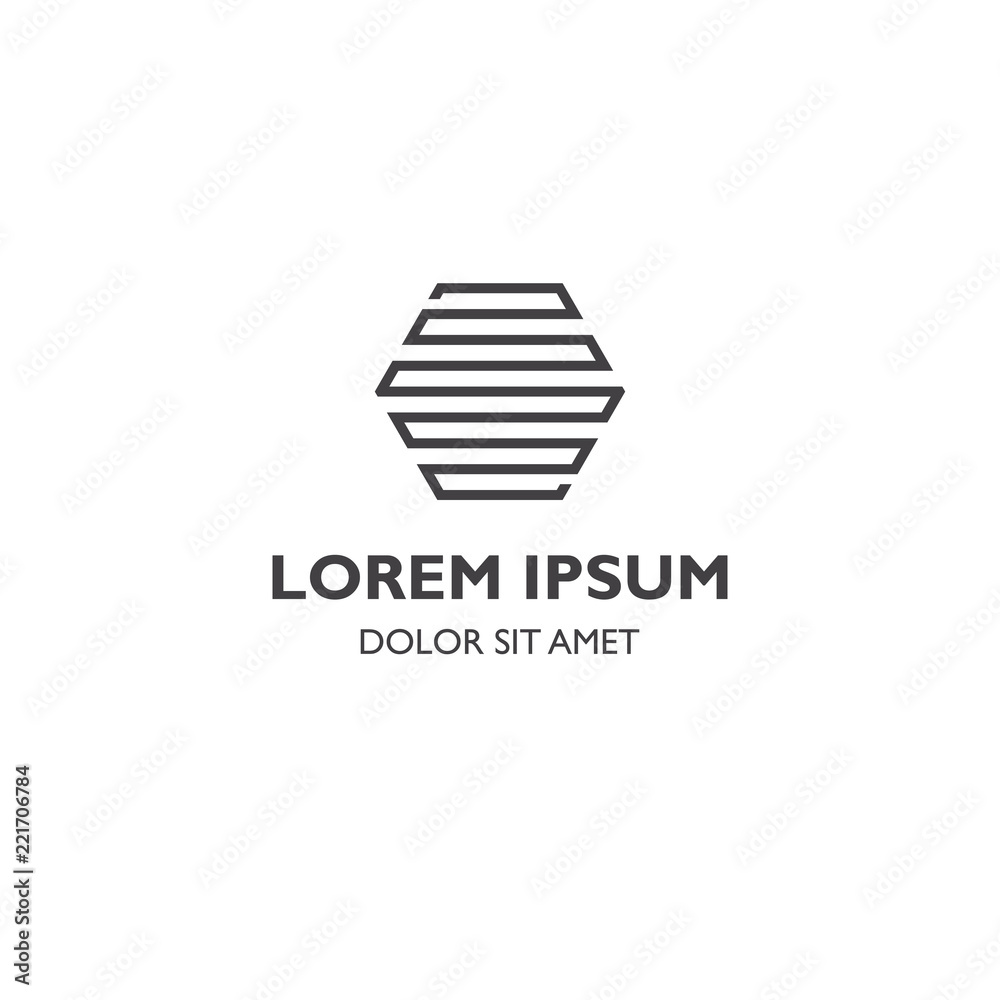 Striped hexagon line connect icon element template Striped hexagon line connect icon element template
