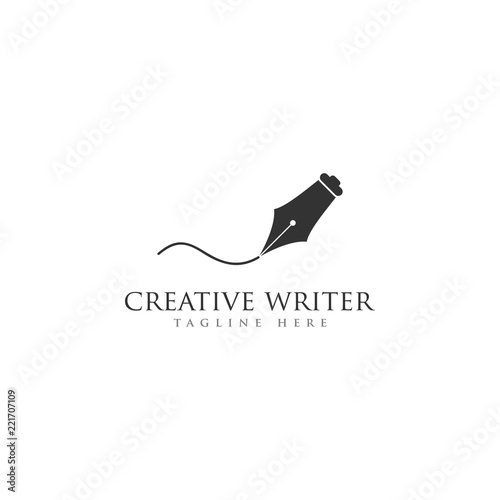 pen writer logo design template