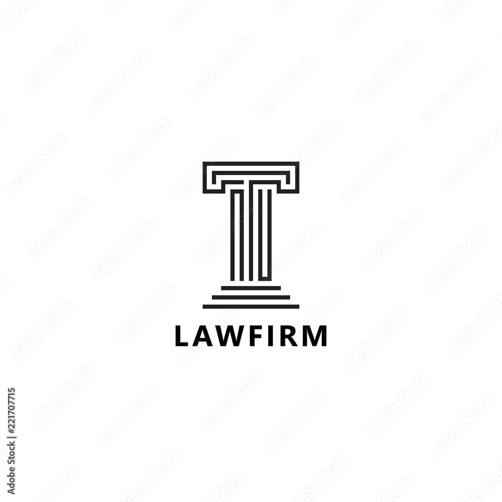 Law pillar line logo icon