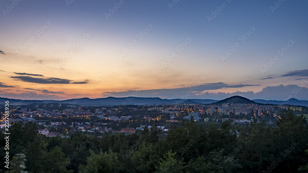 View on town during sunset. The czech city 