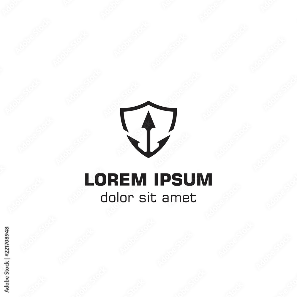 Trident with shield logo icon Trident with shield logo icon