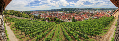 Fototapeta Naklejka Na Ścianę i Meble -  180° Panorama-Aussicht von der Esslinger Burg auf Esslingen und das Neckartal