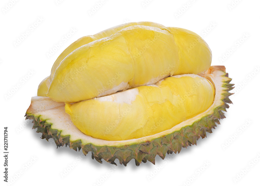 Fototapeta premium King of fruits, Durian on white background.