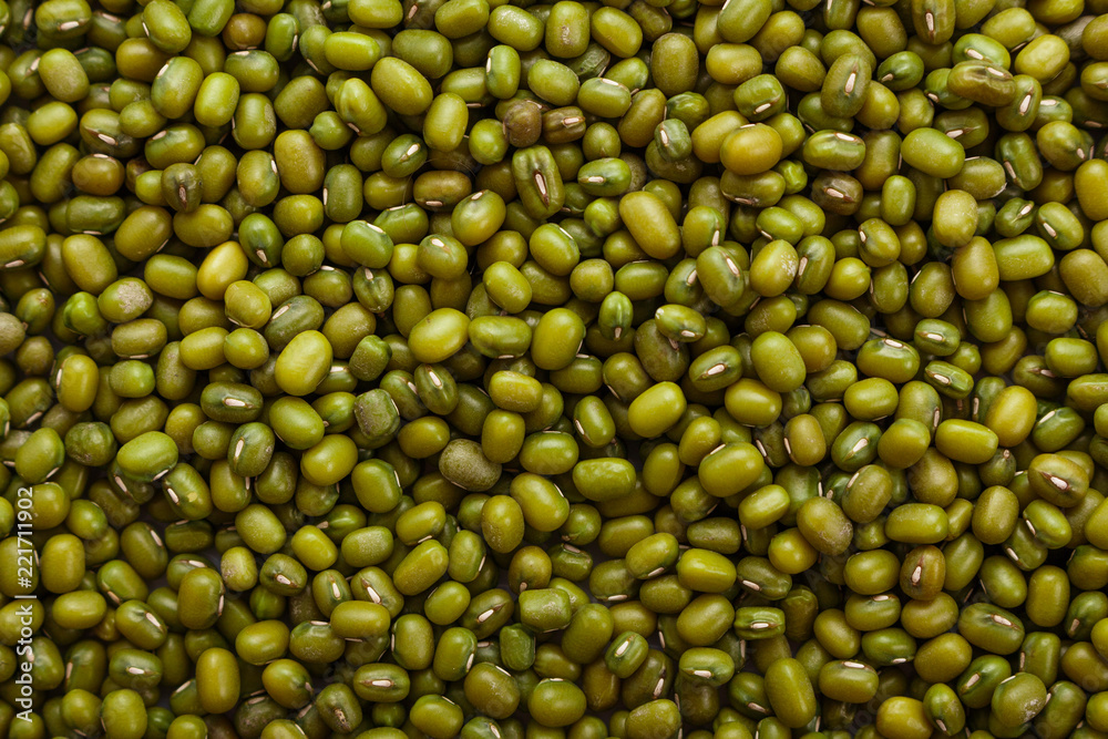 fresh muung beans on a white background