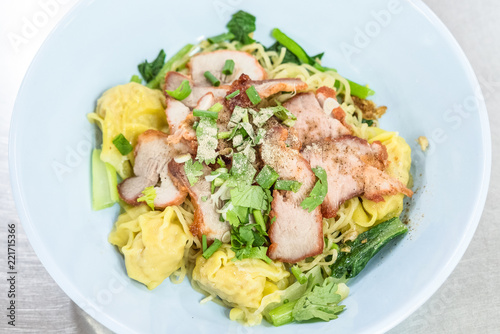 Egg Noodle With Red Roasted Pork And Wonton