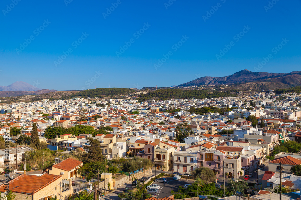 View of Rethymno from walls of Fortezza of Rethymno, Crete island, Greece