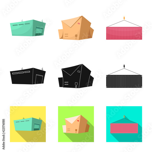 Vector illustration of goods and cargo symbol. Set of goods and warehouse stock symbol for web.