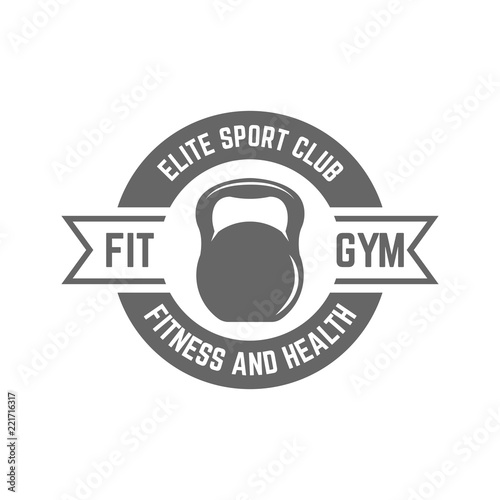 Fitness sport club isolated vector black emblem