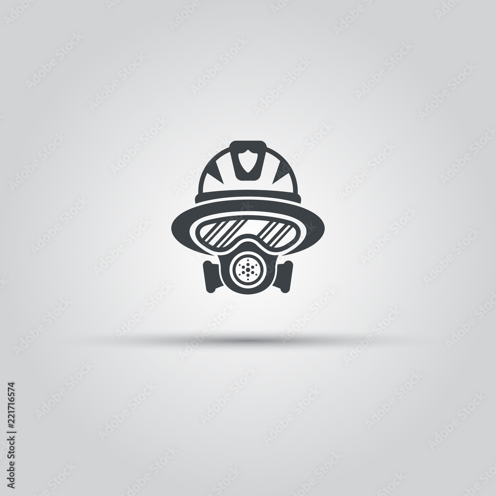 Firefighter silhouette face icon with gas mask Firefighter silhouette face icon with gas mask