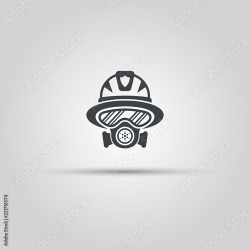 Firefighter silhouette face icon with gas mask