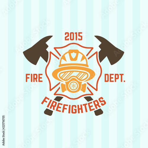 Firefighter in a gas mask fire department emblem