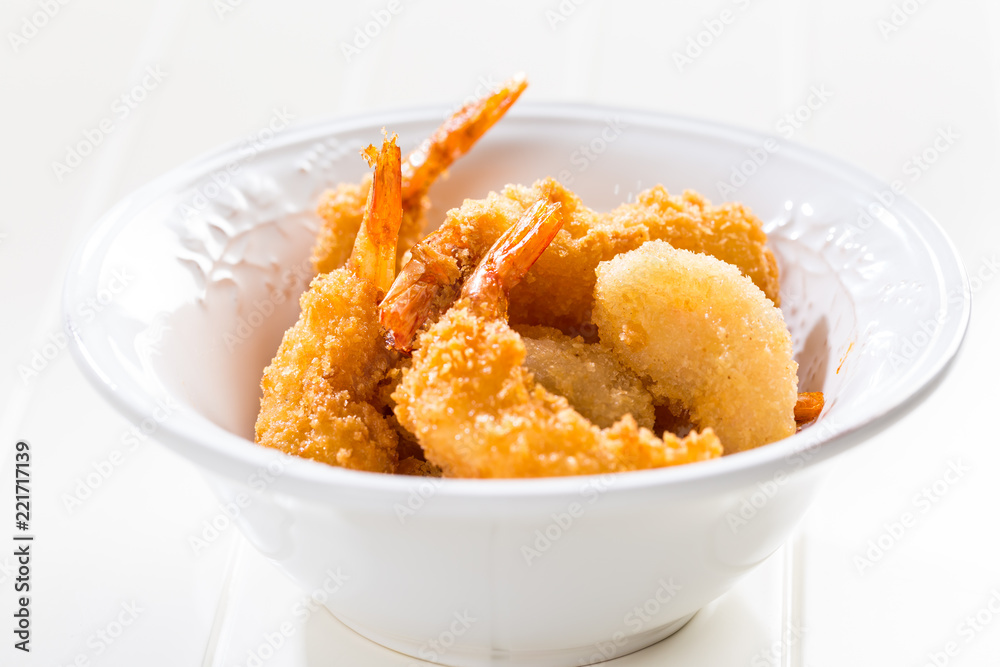 Fresh fried shrimps as apppetizer Fresh fried shrimps as apppetizer