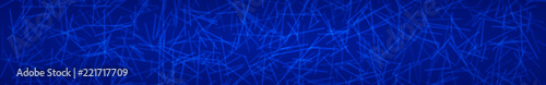 Abstract horizontal banner or background of intersecting lines in blue colors.