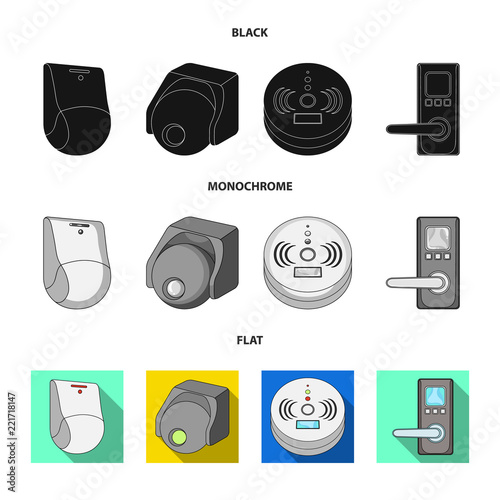 Vector design of cctv and camera icon. Collection of cctv and system vector icon for stock.