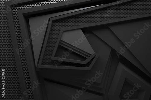 black dark gray matte metal graphics background 3d illustration