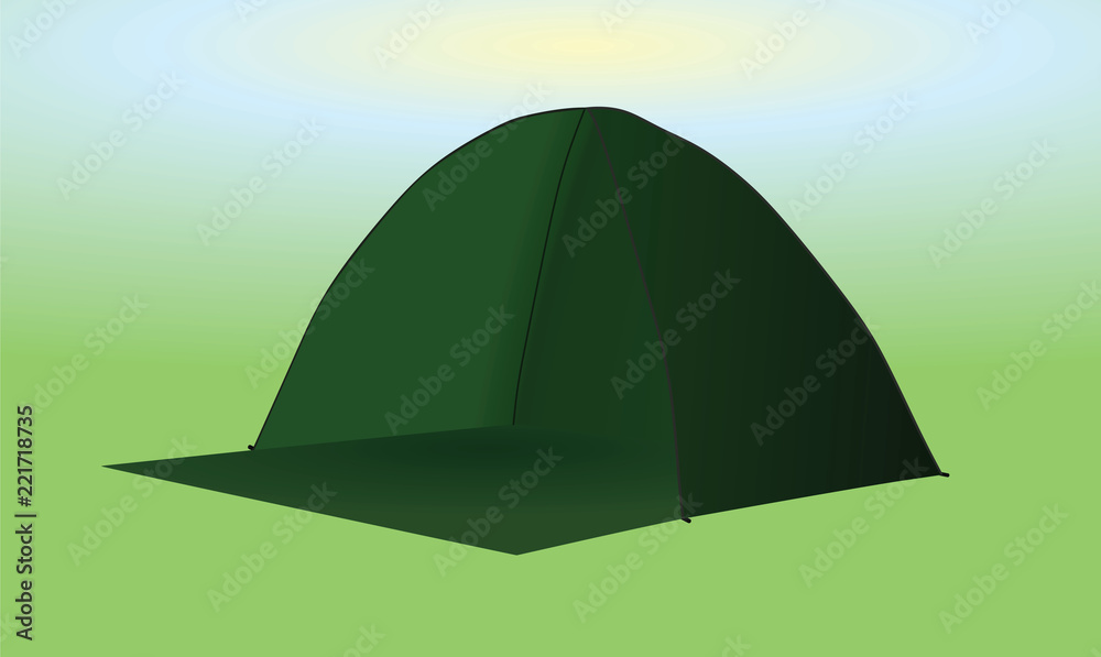 Green camping tent. vector illustration