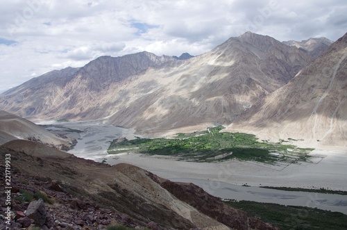 Landscape between Leh and Diskit in Ladakh  India
