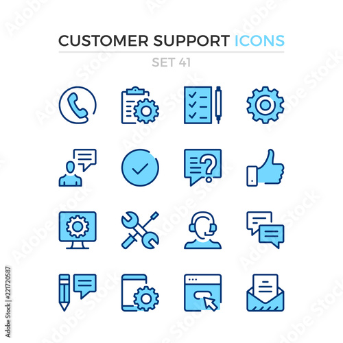 Customer support icons. Vector line icons set. Premium quality. Simple thin line design. Modern outline symbols, pictograms.
