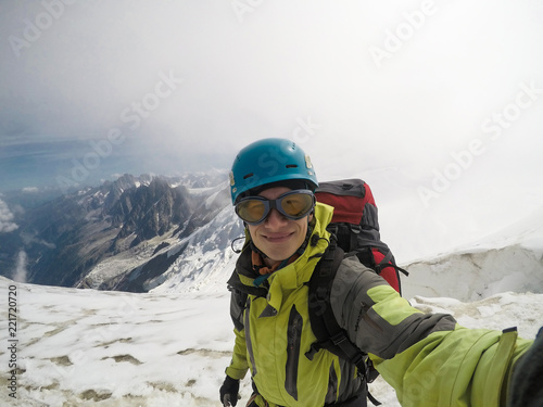 Seasoned climber in the mountains of France © dmytrobandak