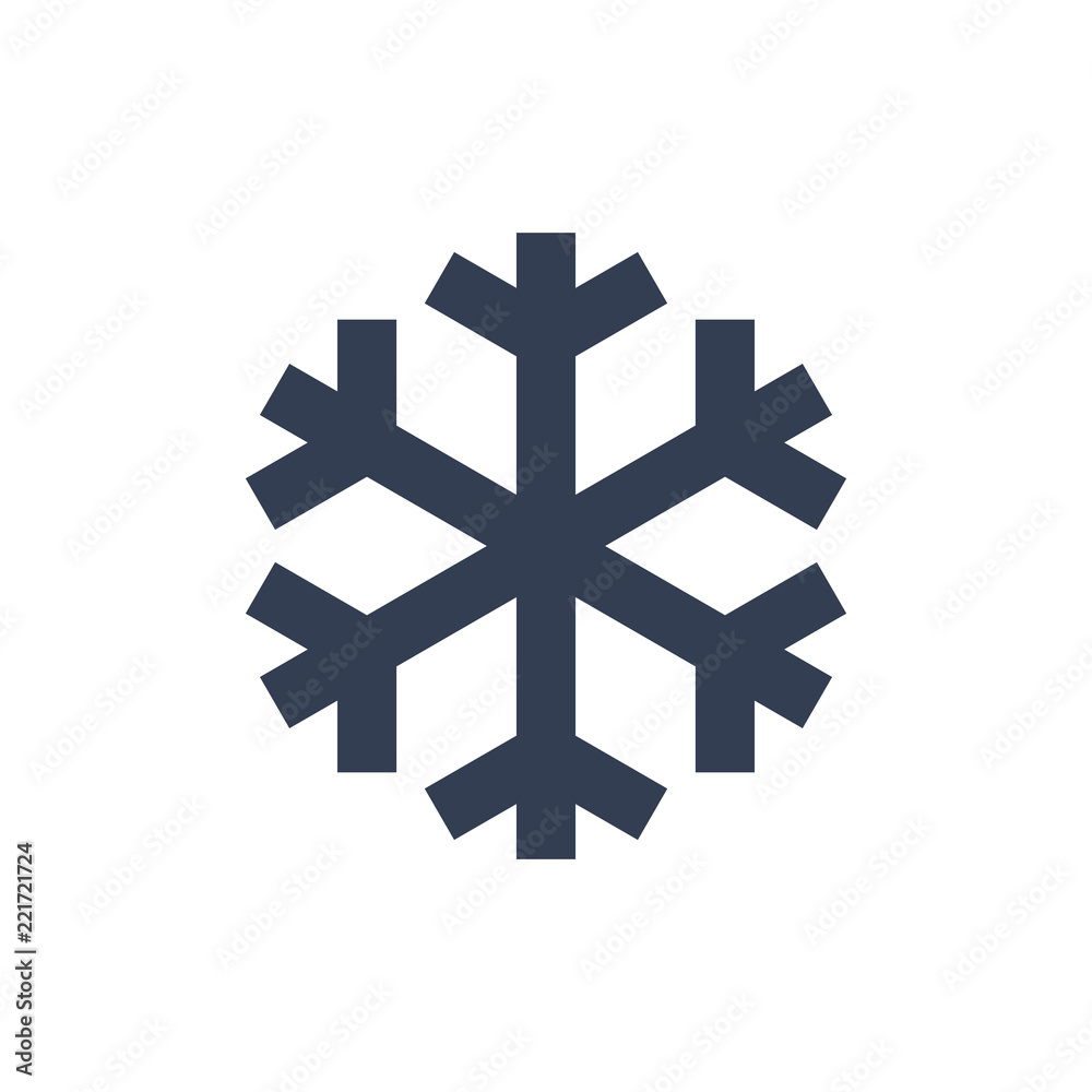 Obraz premium ChSnowflake icon. Black silhouette snow flake sign, isolated on white background. Flat design. Symbol of winter, frozen, Christmas, New Year holiday. Graphic element decoration. Vector illustration