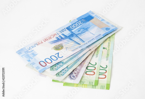 trolley with money, money concept, isolated on white