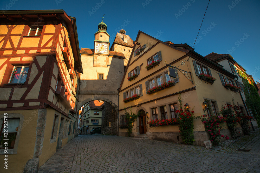 Obraz premium view of the historic town of Rothenburg ob der Tauber, Franconia, Bavaria, Germany