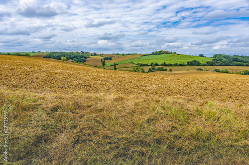 Plowed fields in the Atlantic Pyrenees. aquitaine France photo